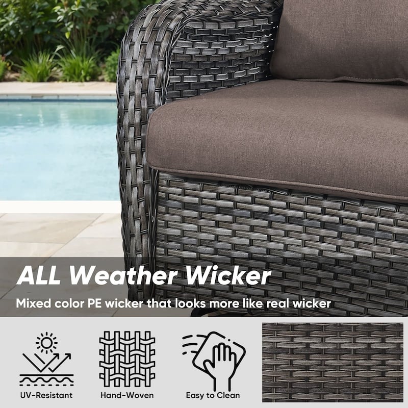 4 Pieces Outdoor Gliders Swivel Chairs Set with 5-Inch Thick Cushions