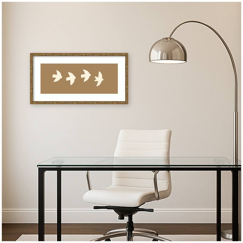 Kate and Laurel Minimalist Birds Panel 2 Brown by Laura Moss Framed Wall Art Print