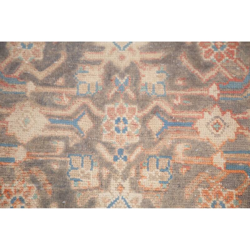 Hand Knotted Oriental 100% Wool Carpet Traditional All-Over Greys & Charcoal Mahal Runner Rug - 10' 2'' X 3' 7''