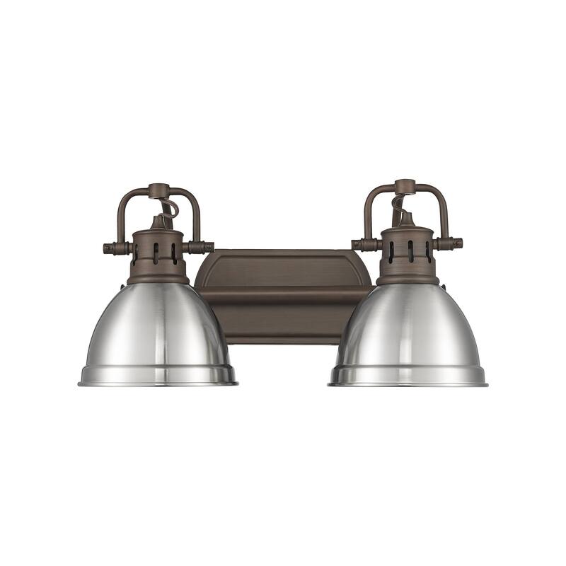 Yep by Golden Lighting Duncan 2-light Vanity in Rubbed Bronze and Pewter shade