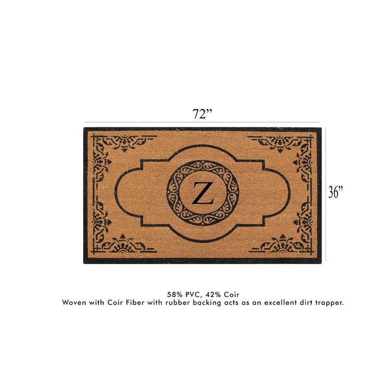 A1HC First Impression Coir and PVC backing Abrilina Hand Crafted Heavy Duty Outdoor Monogrammed Doormat 36"X72"
