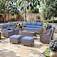 Option Brown Wicker Blue Cushion