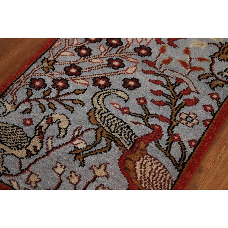 Animals Pictorial Ziegler Indian Runner Rug Hand-Knotted Wool Carpet - 2'7"x 8'0"