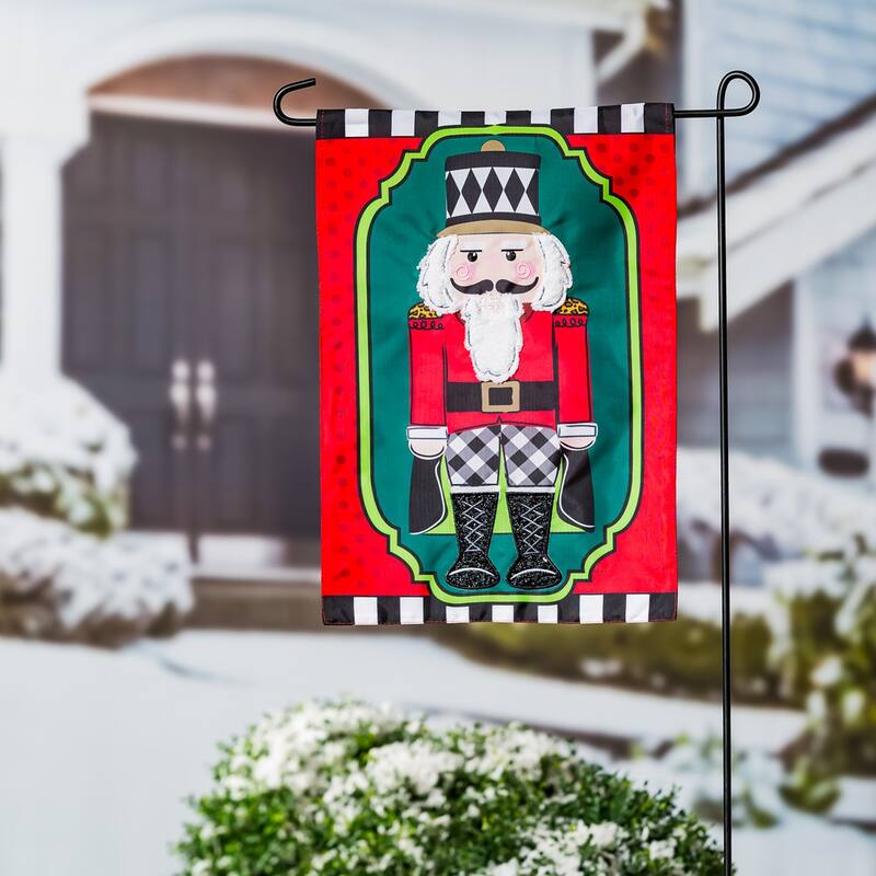 Patterned Nutcracker Garden Applique Flag