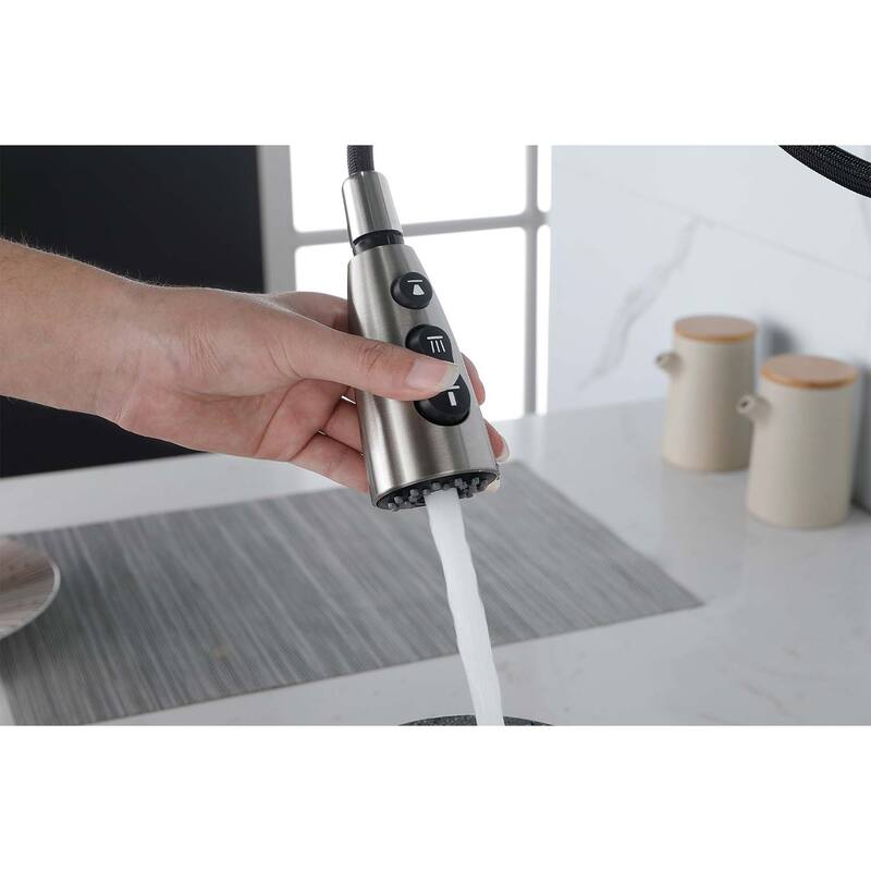 Single Handle Stainless Steel Kitchen Sink Faucet with Pull Down Sprayer