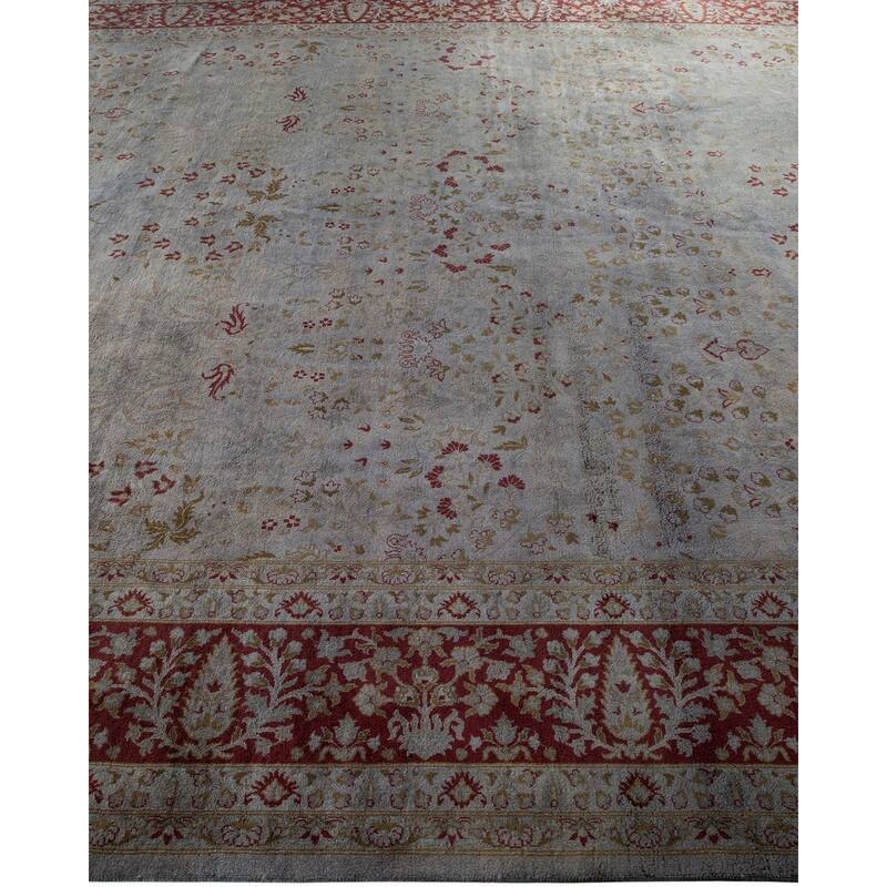 Overton Hand Knotted Wool Vintage Inspired Modern Contemporary Overdyed Gray Area Rug - 9' 2" x 12' 5"
