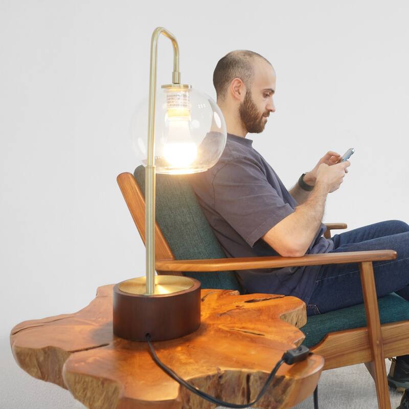 Modern Classic Desk Lamp Glass Table Light, Easy Assembly Table Lamp, Simple Glass Globe Arched Table Lamp 110V