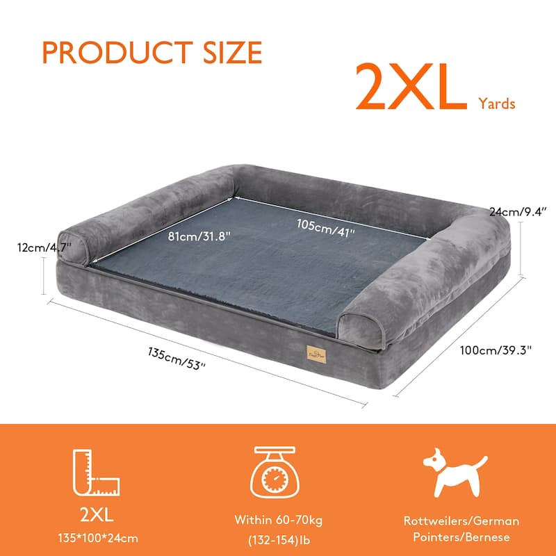 Orthopedic Dog Bed Sofa Bolstered Pet Bed Foam Cushion Waterproof