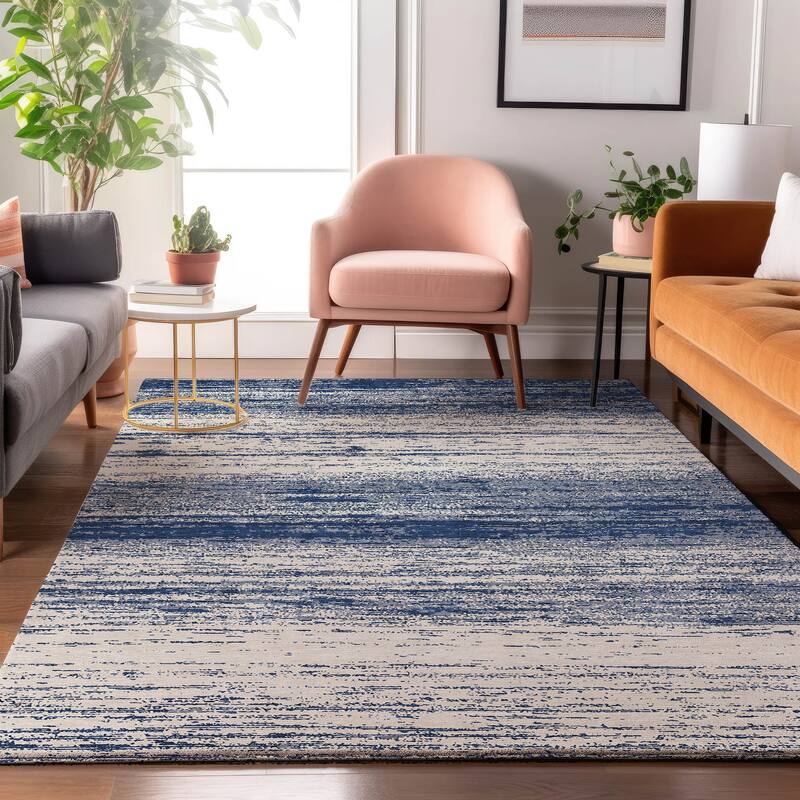 Premium Washable Super Soft Ombre Pixels Mayfield Rug - Navy - 9' x 12'