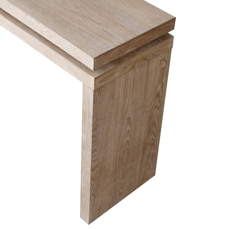 60'' Farmhouse Console Table - Retro Wooden Entryway Table with Double Board Suspension Design, Solid Wood & MDF, Sofa Table