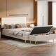 preview thumbnail 6 of 8, Modern Queen Upholstered Bed Frame with Corduroy Storage Bench. Beige - Queen