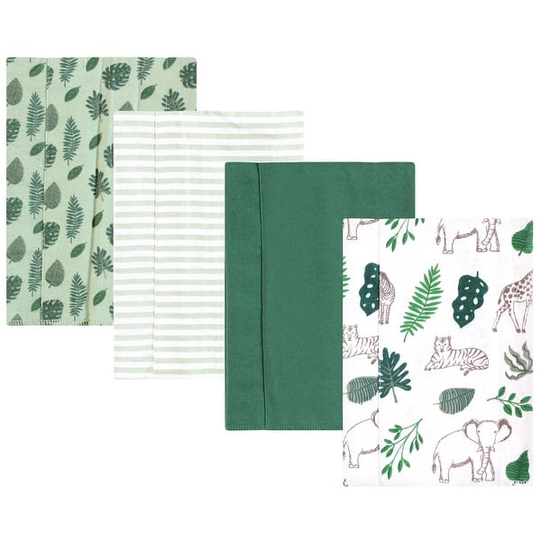 slide 1 of 1, Hudson Baby Cotton Flannel Burp Cloths, Jungle, One Size - Jungle 4 Pack - One Size One Size - Jungle 4 Pack