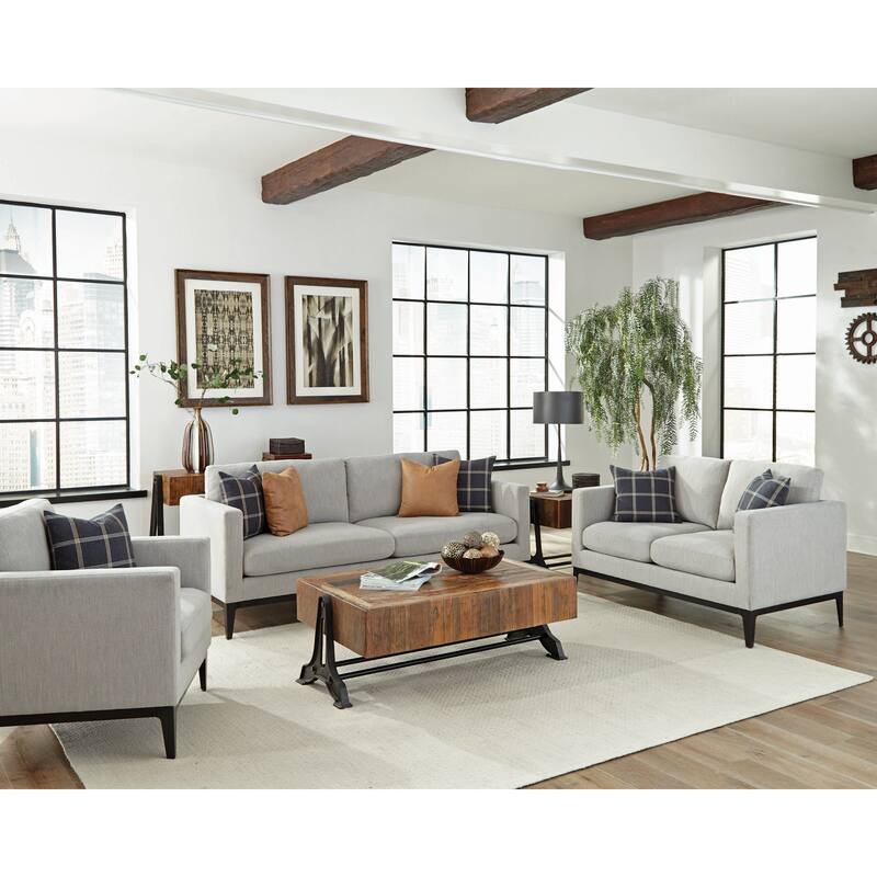 Montauk Light Grey 3-Piece Track Arms Living Room Set