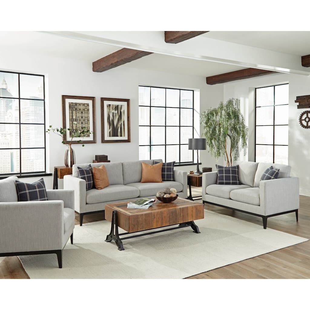 Montauk Light Grey 3-Piece Track Arms Living Room Set