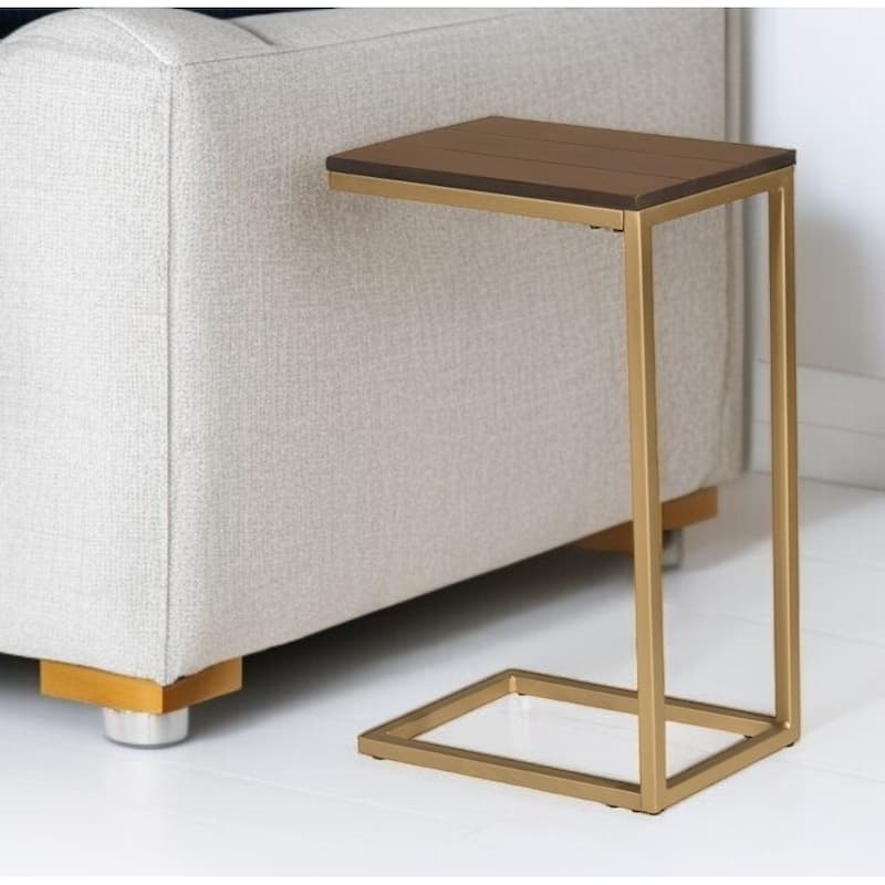 HomeRoots 25" Dark Brown Solid Wood And Steel Frame End Table