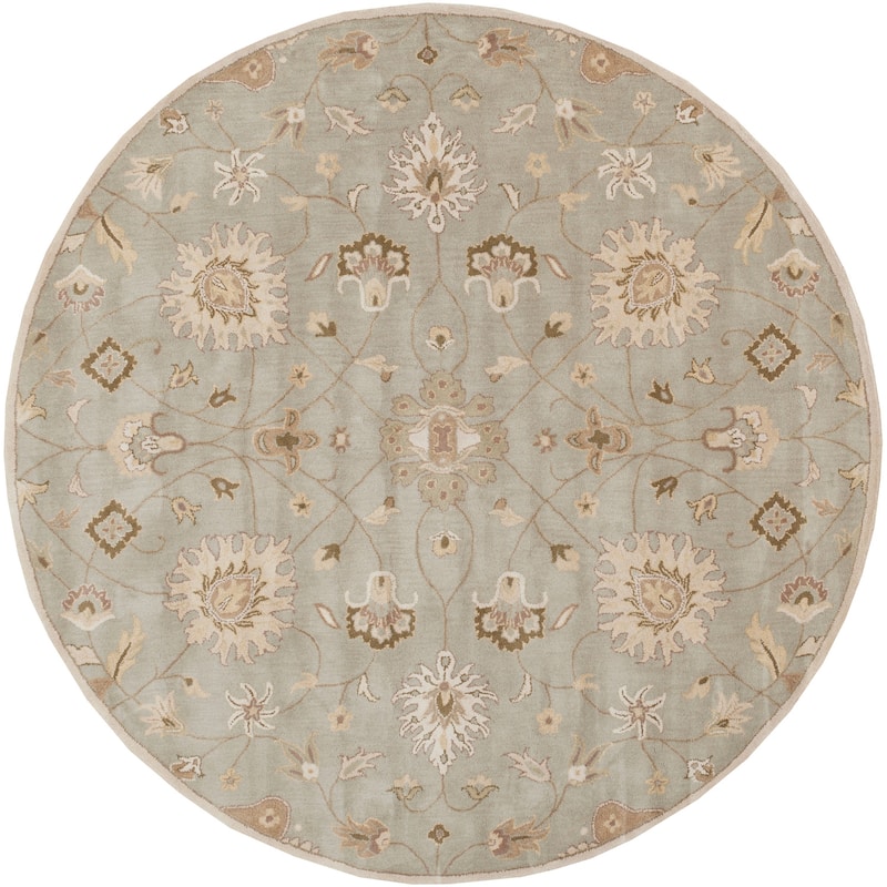 Livabliss Traditional Caesar Floral & Botanical Area Rug - 8' x 8' Round - Sage