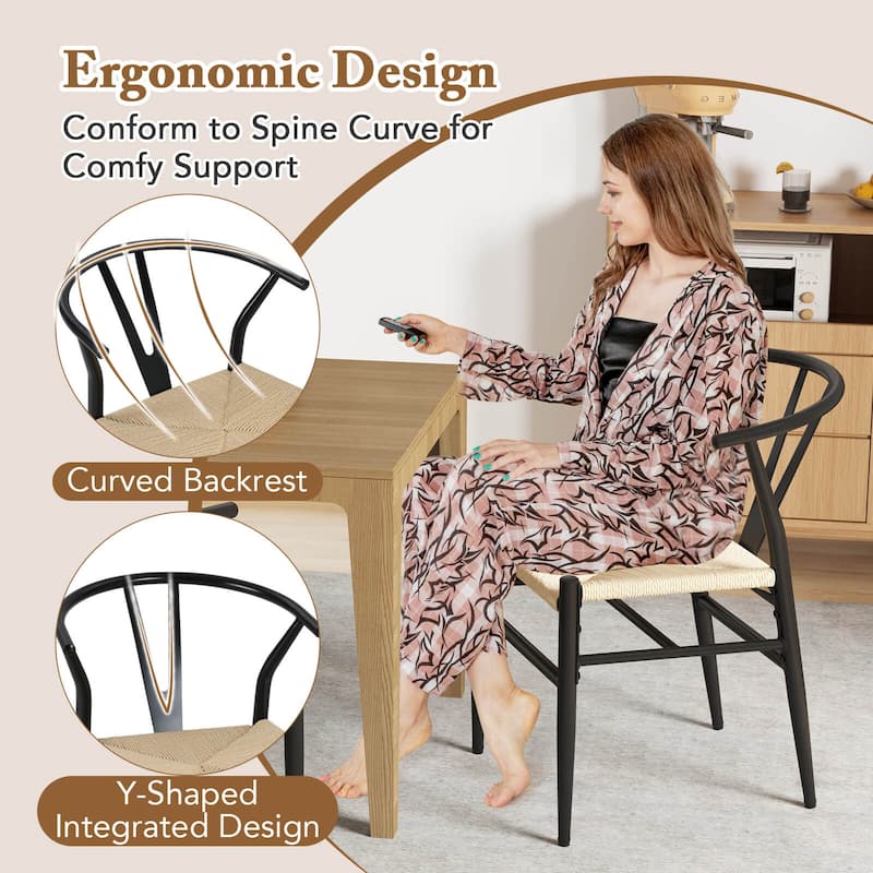 Costway Modern Dining Chair Set of 2/4 Weave Kitchen Armchairs with - See Details
