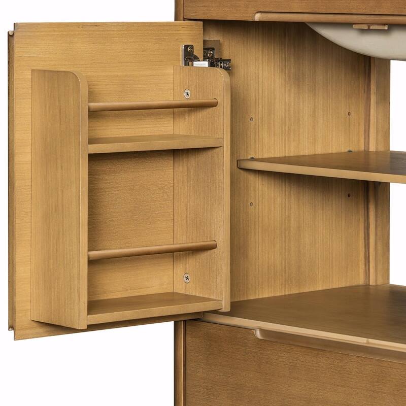 30 Inch Modern Bathroom Vanity with Ceramic Sink, Natural Wood Grain Cabinet, Solid Wood Frame