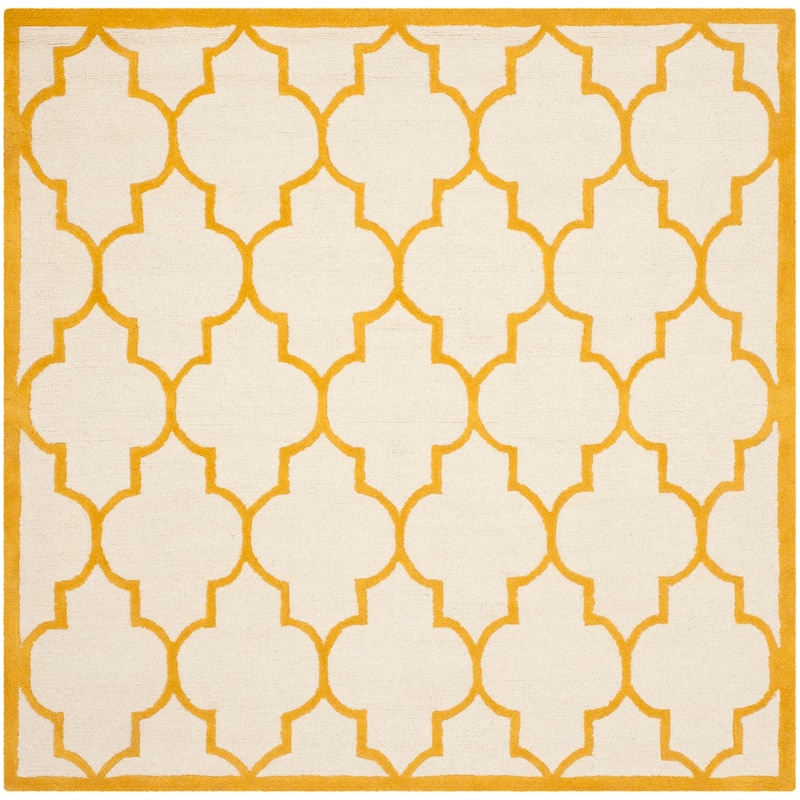 SAFAVIEH Handmade Cambridge Oddny Moroccan Trellis Wool Rug - 6' Square - Ivory/Gold