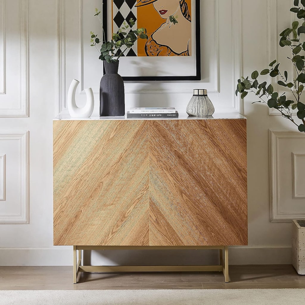 Roomfitters Media Console Cabinet/TV Stand/Side Board in a Natural Oak Pattern - 39"