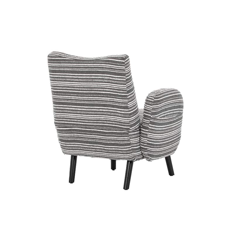 Boucle Upholstered Lounge Armchair, Reading Chair with Side Storage Pocket, Single Sofa Chair with Solid Wood Legs