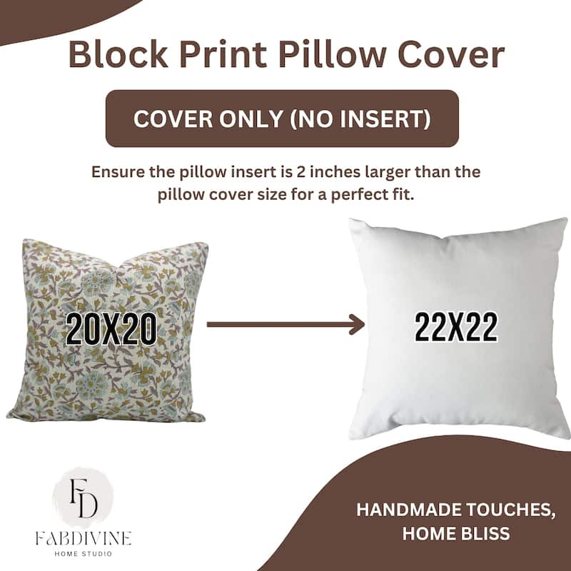 Fabdivine Linen Cushion Cover Floral Throw Handmade Purple Pillow Case for Couch Office Guest Bedroom Farmhouse, Pushaplata
