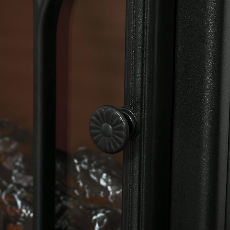 HOMCOM 22" Electric Fireplace Stove, Freestanding Fireplace Heater with Realistic LED Flame, Adjustable Temperature, Black