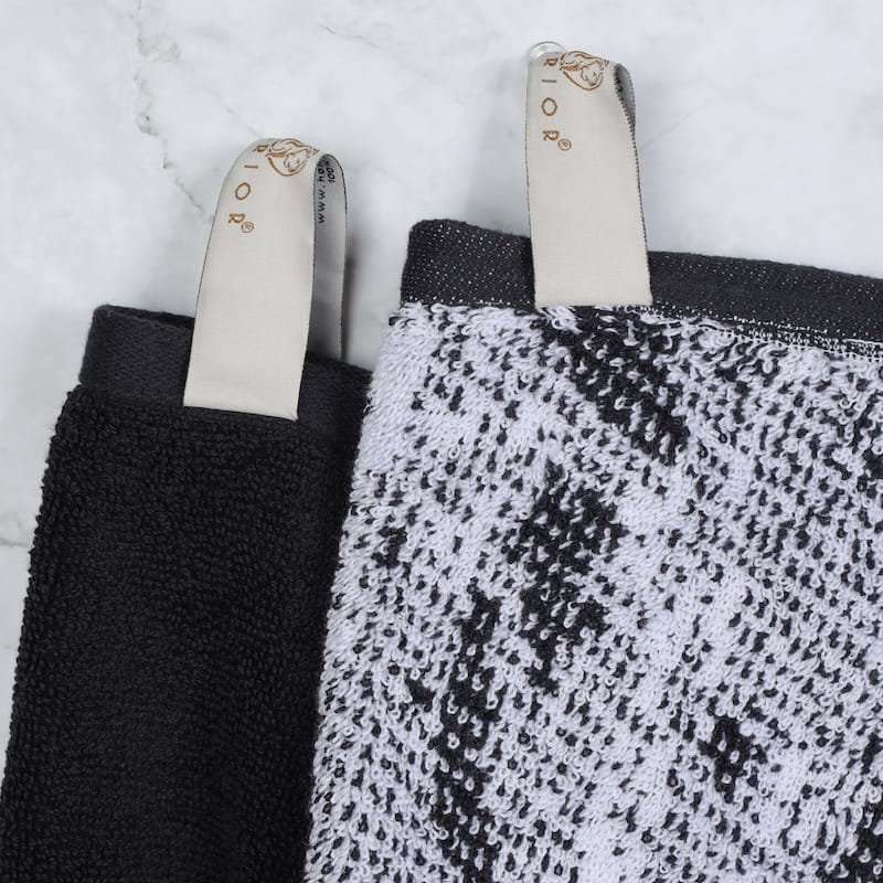 Superior Marble Solid Cotton Jacquard Border Bath Towels (Set of 4)