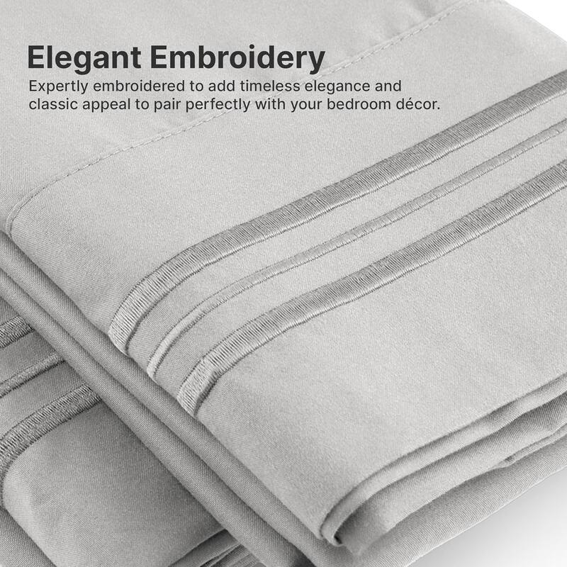CGK Linens 4 Piece Solid Deep Pockets Microfiber, Easy-Fit Bed Sheet Set