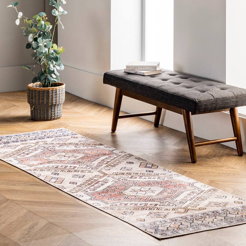 Nuloom Mae SpinClean Tribal Motif Machine Washable Area Rug