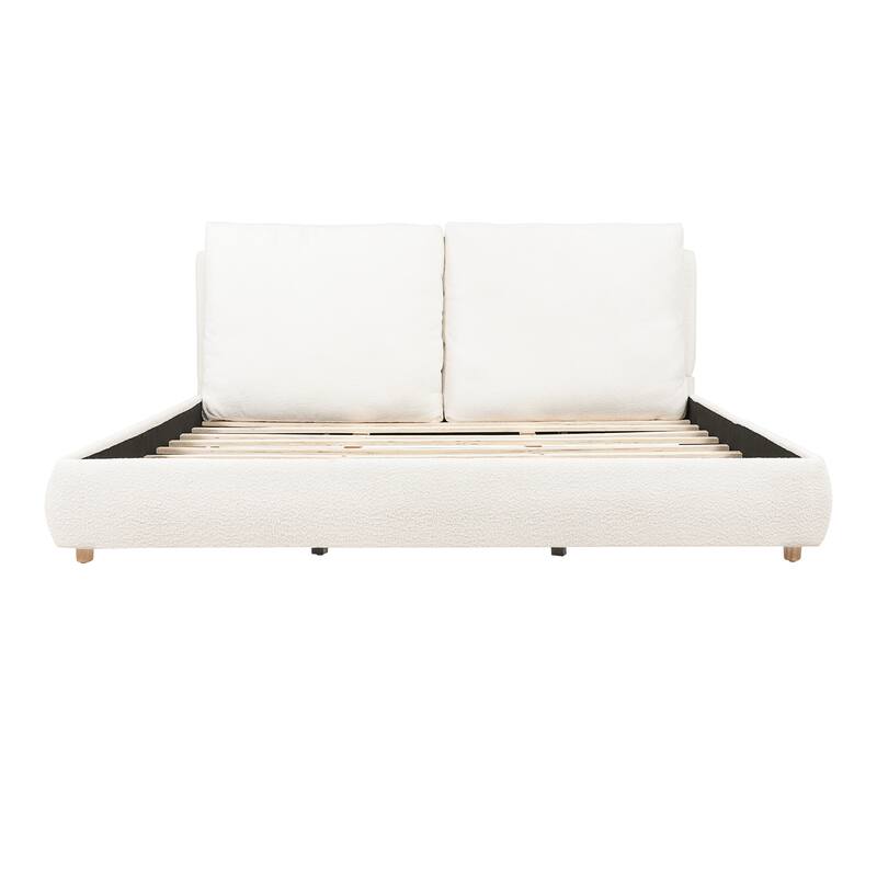 Christopher Knight Home - Charlotte Upholstered Platform Bed with Removable Pillow Headboard
