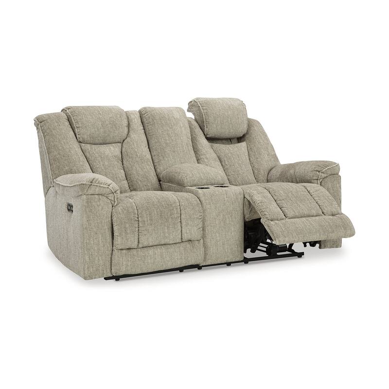 Signature Design by Ashley Hindmarsh Stone Power Reclining Loveseat with Console - 76" W x 44" D x 42" H