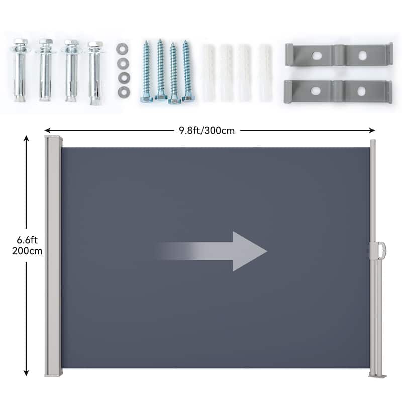 Outdoor Retractable Side Awning Waterproof UV-Resistant Privacy Screen Fence