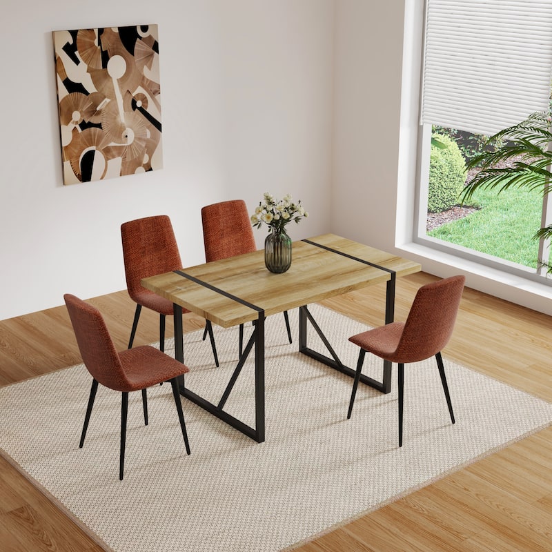 Set of 4 Modern Upholstered Dining Accent Chairs with Metal Legs
