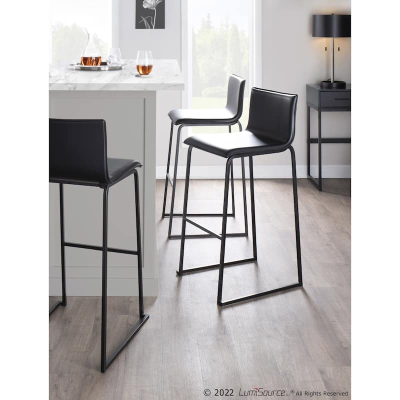 Silver Orchid Mara Upholstered 29" Fixed-Height Bar Stool - Set of 2