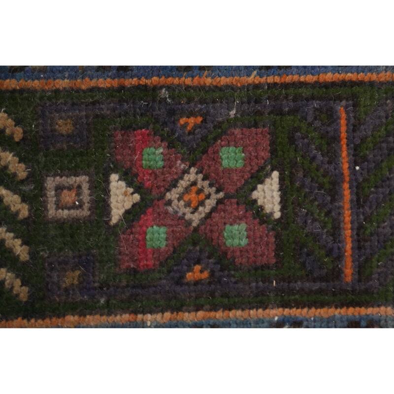 Hand Knotted Oriental 100% Wool Carpet Traditional Floral Pink Heriz Area Rug - 12' 1'' X 4' 8''