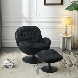 Velvet 360 Degree Swivel Modern Leisure Chairs with Chair & Ottoman ...