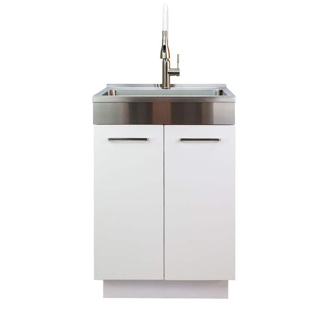 Transolid 24-in x 20-in x 34.6 Laundry Sink Cabinet with Faucet, White - 24-in x 20-in x 34.6 - 24-in x 20-in x 34.6