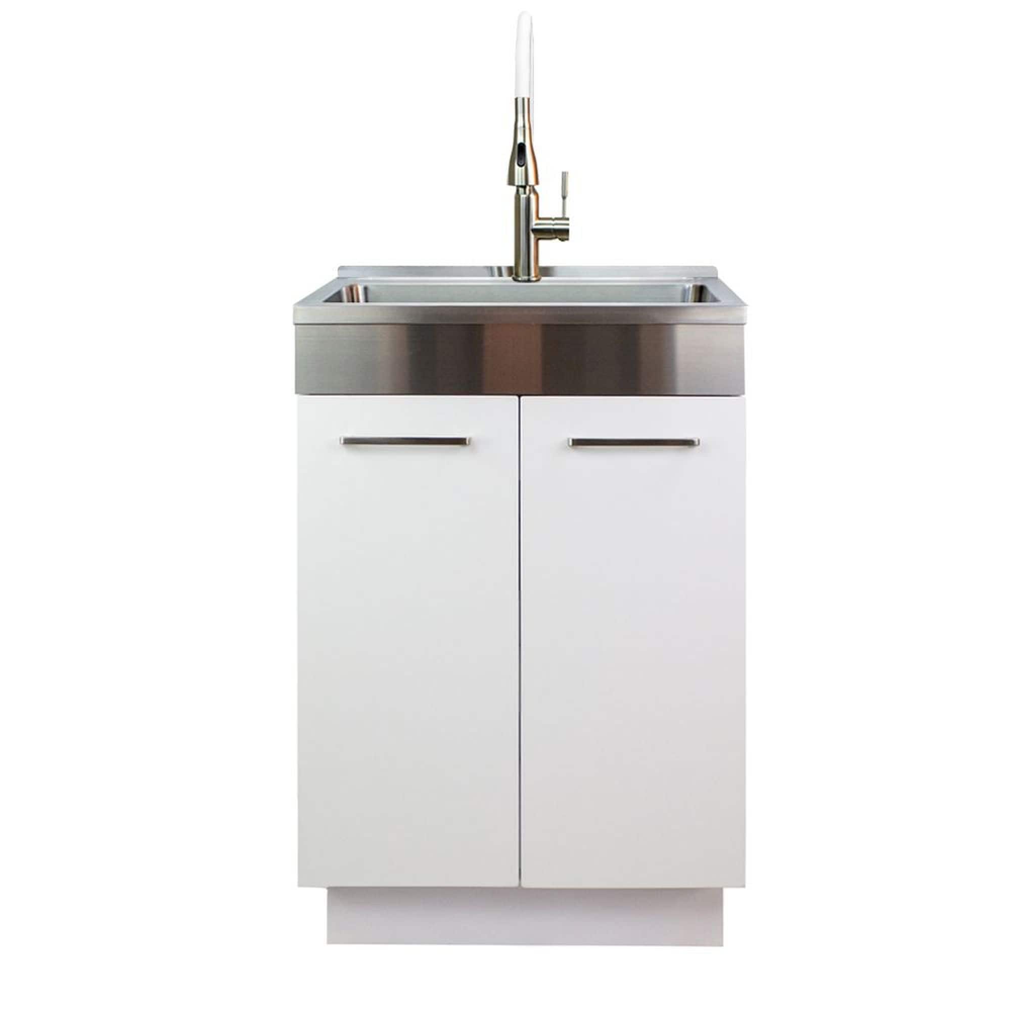 Transolid 24-in x 20-in x 34.6 Laundry Sink Cabinet with Faucet, White - 24-in x 20-in x 34.6 - 24-in x 20-in x 34.6