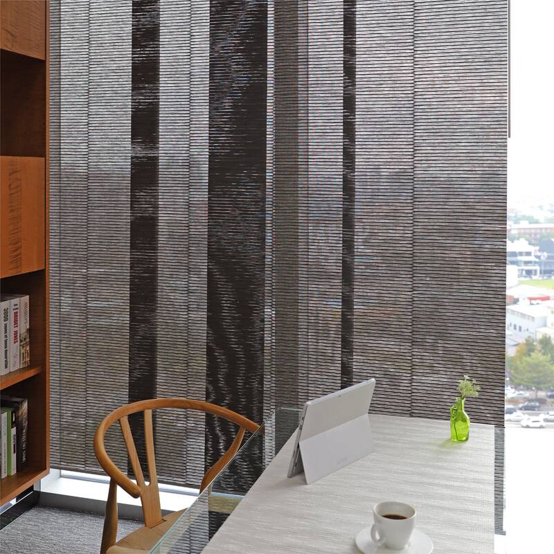 GoDear Design Natural Woven Adjustable Sliding Panel Track Blinds, Vertical Blinds, Timeless Series, 45.8"- 86" W x 96" L