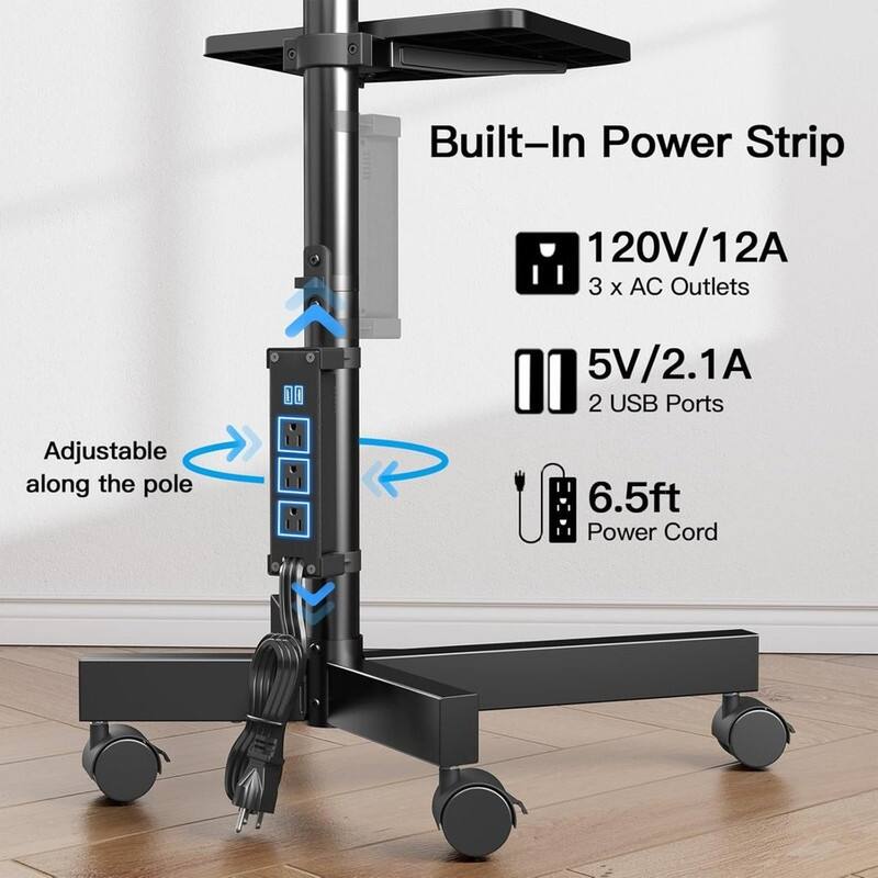 Rolling TV Stand with Power Outlet