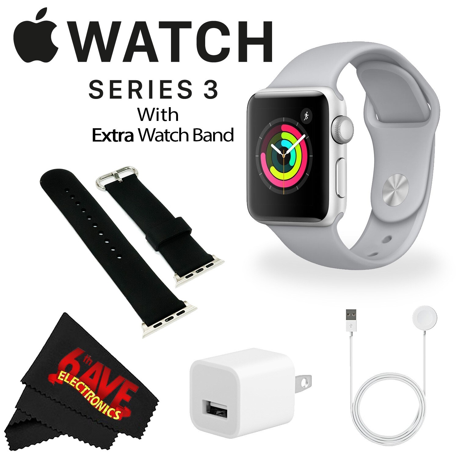 Shop Apple Watch Series 3 38mm Smartwatch Gps Only Silver Aluminum Case Fog Sport Band Watch Band Rose Gold Mesh 38mm Bundle Overstock 20564309