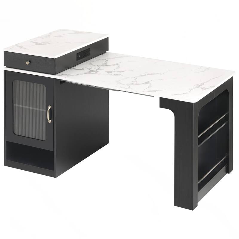 Kitchen Storage Table with Double-sided Storage, Kitchen Island with 2 Drawers
