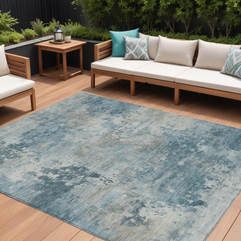 HomeRoots Abstract Transitional Rectangle Outdoor Rug