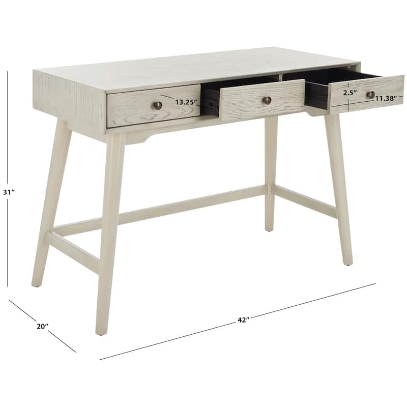 SAFAVIEH Jaunita Desk 3-Drawer Desk - White Wash