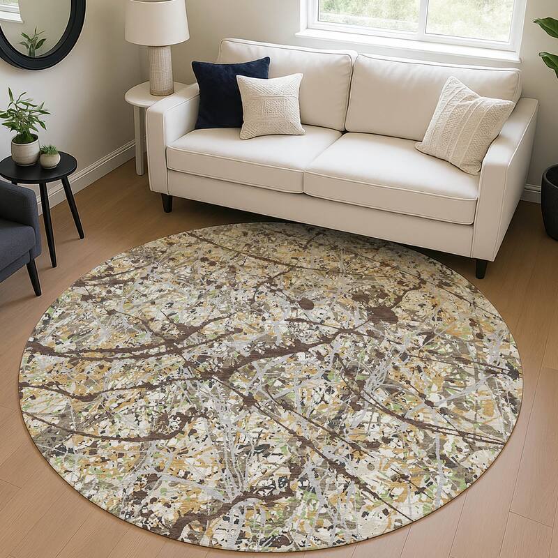 Machine Washable Indoor/ Outdoor Modern Splatter Chantille Rug