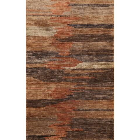 Abstract Contemporary Oriental Area Rug Hand-knotted Bedroom Carpet - 5'5" x 7'8"