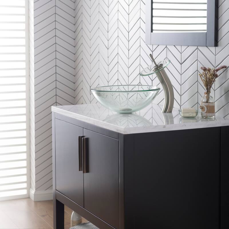 Kraus Bathroom Combo - 16-1/2" Clear Glass Vessel Bathroom Sink with