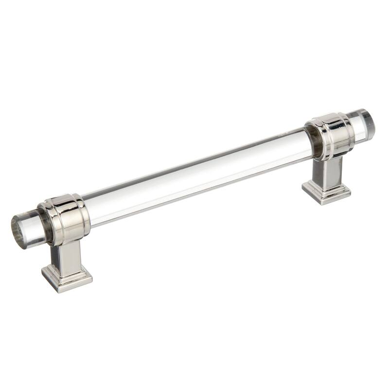 Amerock Glacio Cabinet Door and Drawer Pull - 5-1/16 in (128 mm) Center-to-Center - Clear/Polished Nickel
