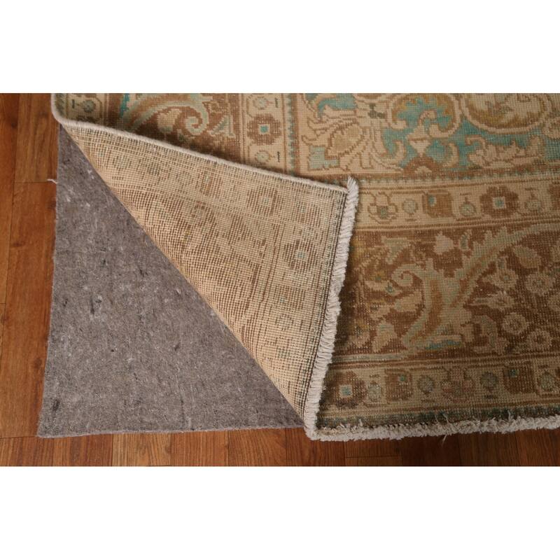 Vintage Distressed Tabriz Persian Area Rug Hand-knotted Wool Carpet - 9'10" x 12'8"